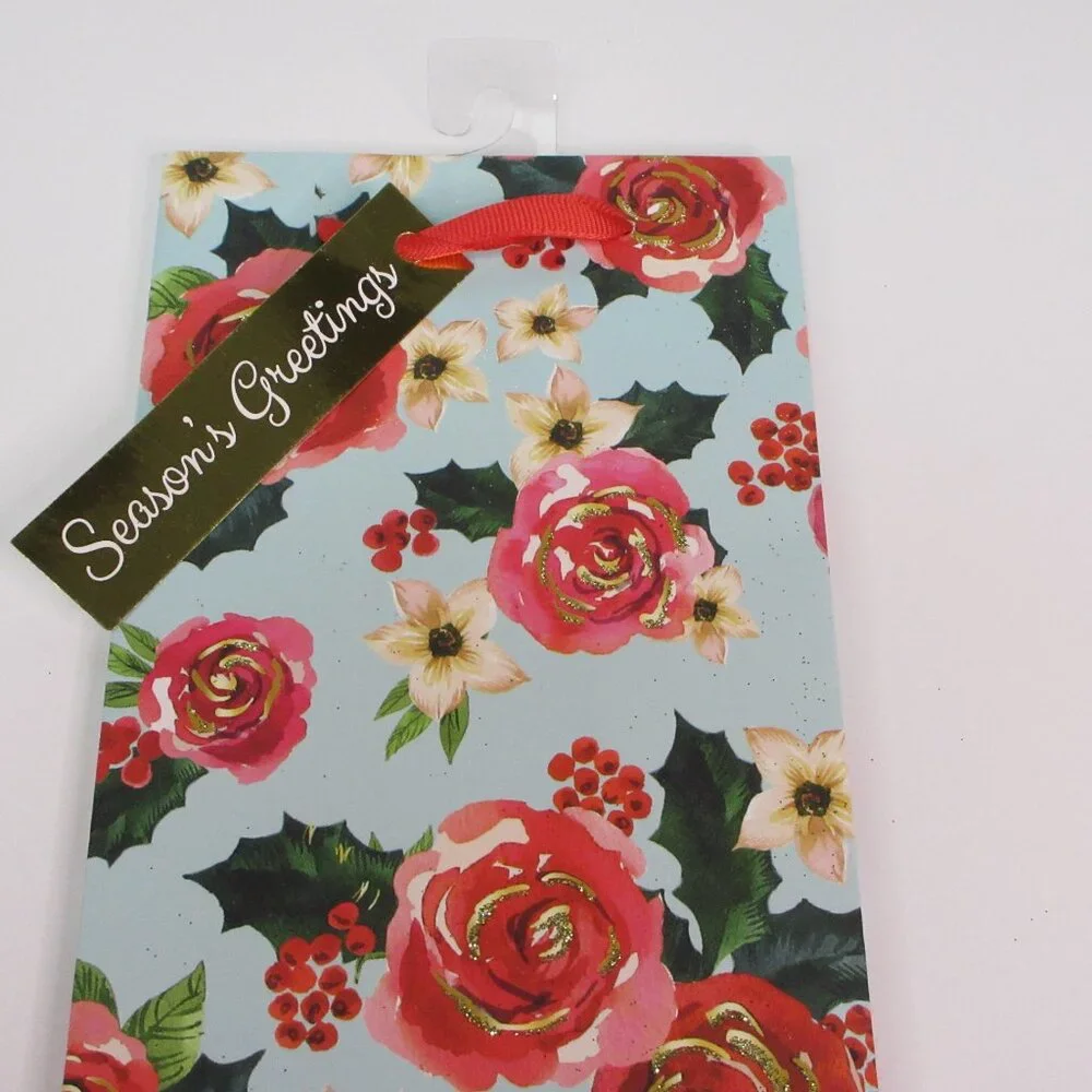 Lot of 3 Pioneer Woman Gift Bag Christmas Holiday Wishful Winter Blue Floral New